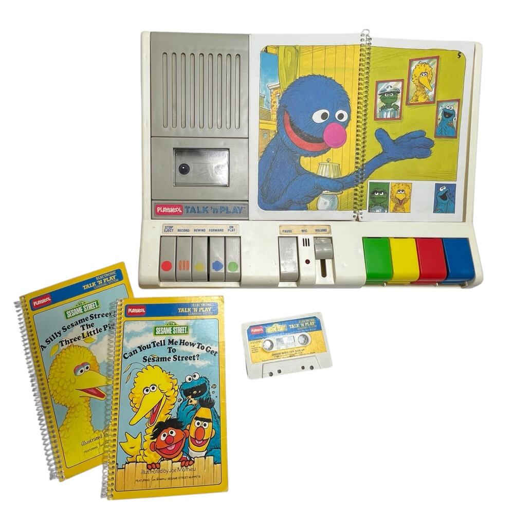 Vintage 1984 Playskool Talk N Play Cassette Player Sesame Street Lot Untested